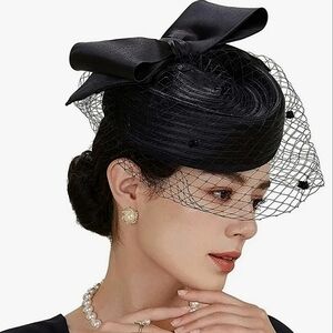 Black Lace Pillbox Veil Funeral Memorial Church Kentucky Derby Best Sell…